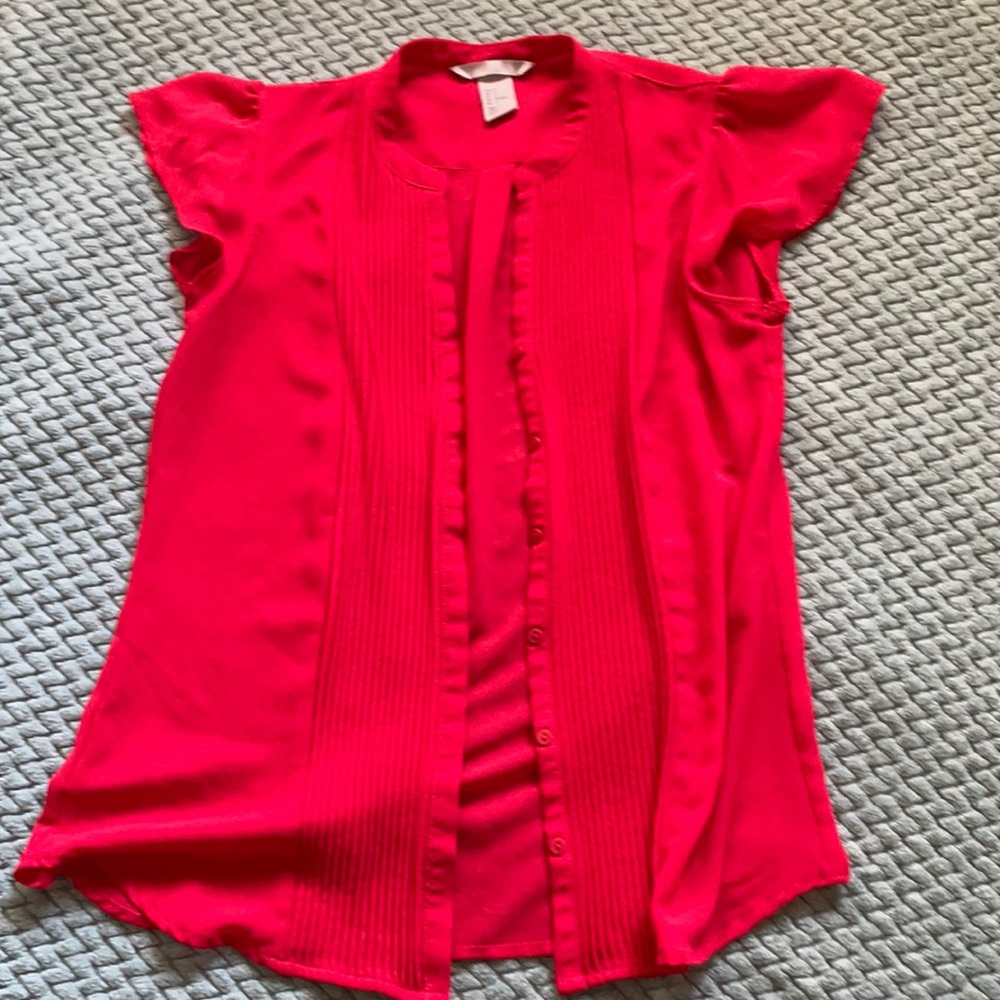 H&M red chiffon blouse